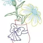 Flowers in a vase-embroidery design