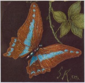 Butterfly with a rose-embroidery design