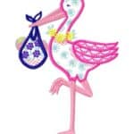 Stork with a baby-embroidery design