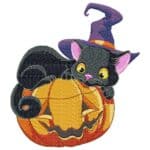 Halloween cat-embroidery design