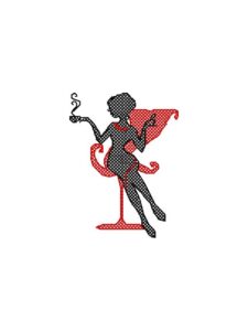 Lady with coffee-embroidery design