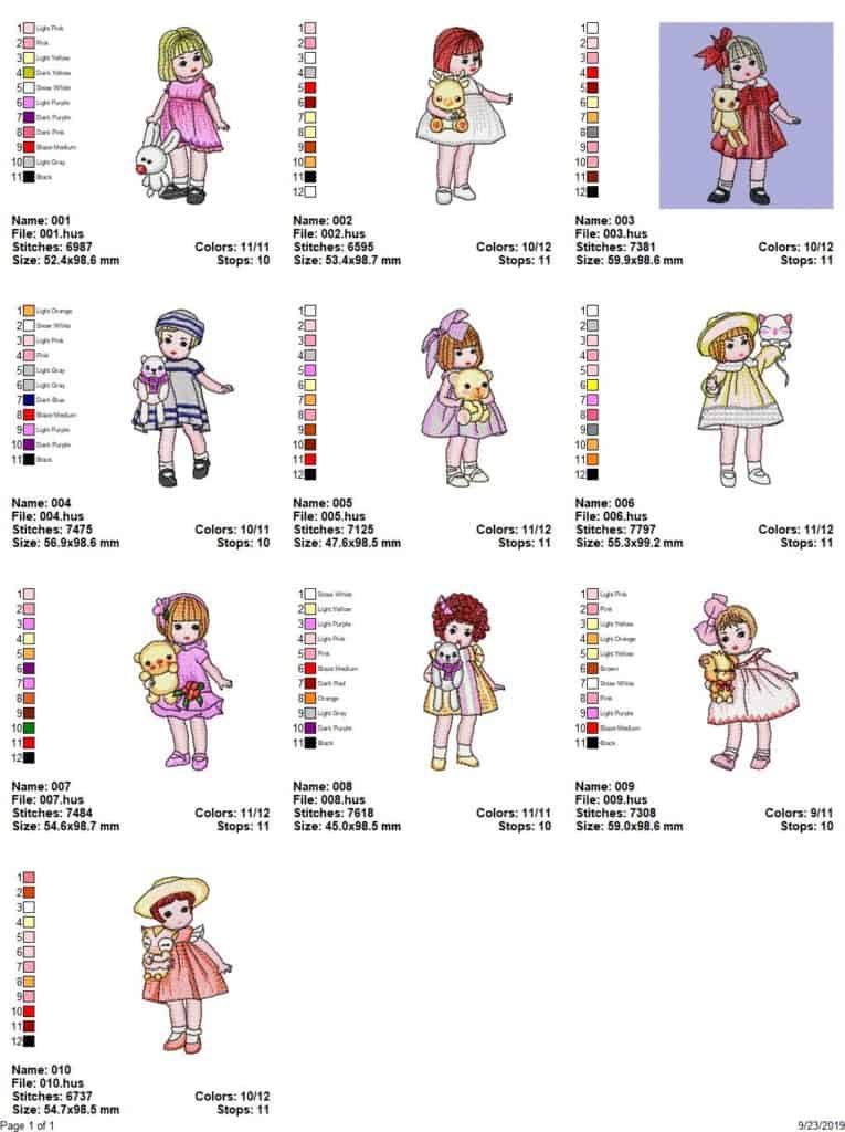 Embroidery designs Sweet girls (10 designs)