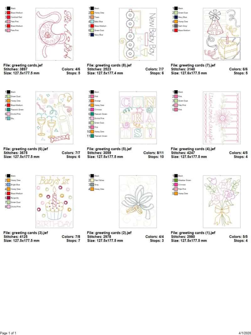 Greeting cards 9 embroidery designs Free embroidery designs