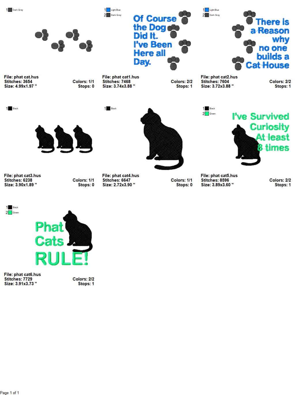 Phat cats rule-machine emroidey designs