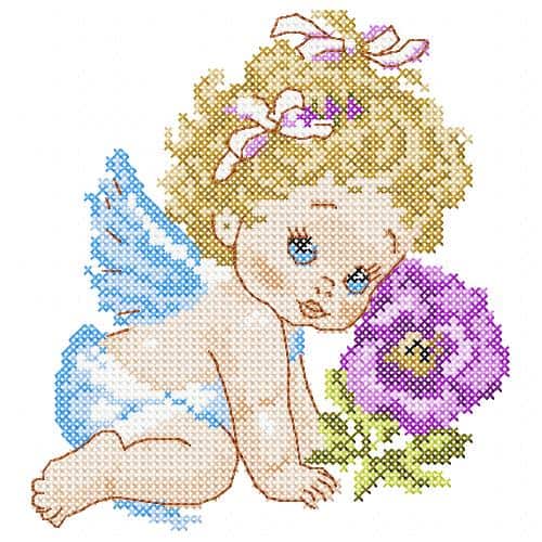 Angel with a flower -free embroidery design