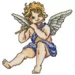 Angel with flute-machine cross-stitch design