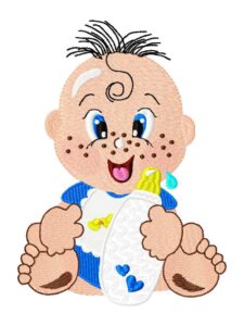 Baby with baby bottle - machine embroidery design
