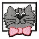 Cat with a bow - machine embroidery design