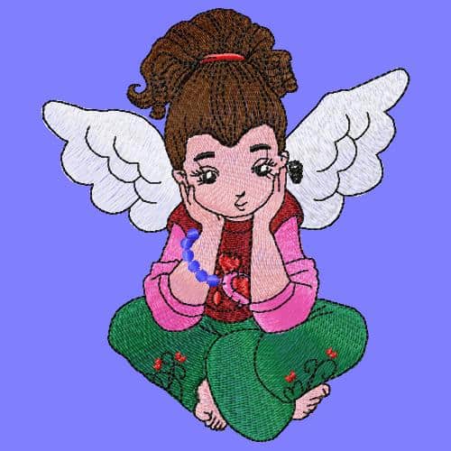 Girl-angel-embroidery design