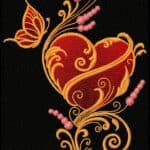 Gold heart-embroidery design