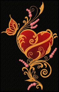 Gold heart-embroidery design