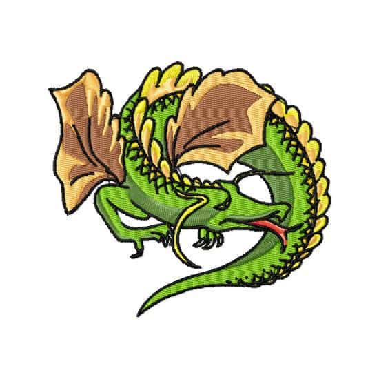 Green dragon-embroidery design