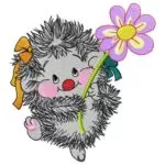 Hedgehog with a flower- free embroidery design