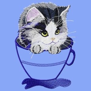 Kitten in a mug-embroidery design
