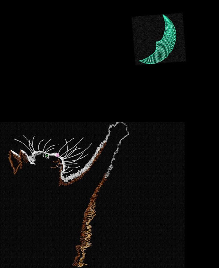 Moon cat-free embroidery design